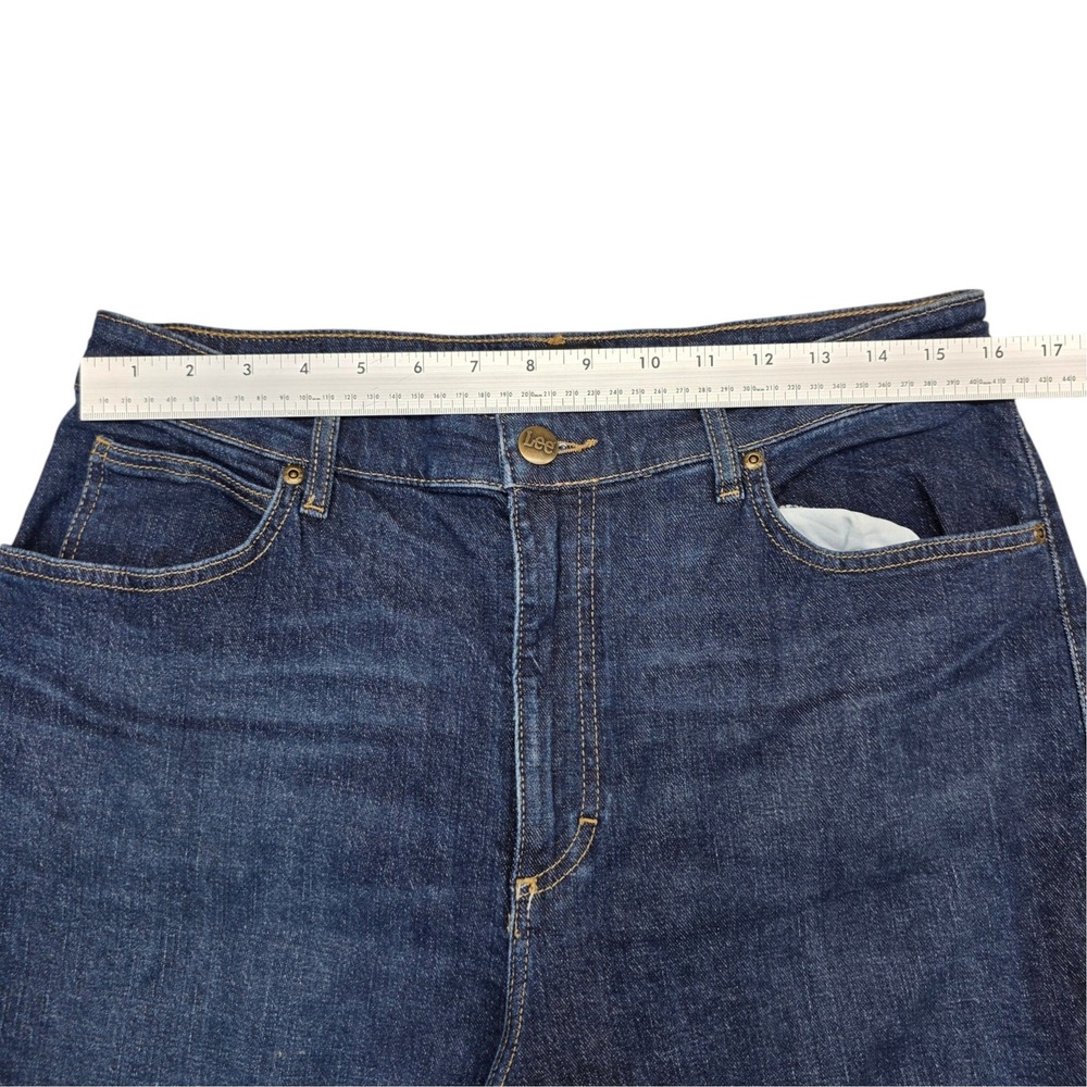 Lee Womens High Rise Wide Leg Jeans Dark Wash Indigo Denim 33x31 Baggy Retro - Picture 3 of 10
